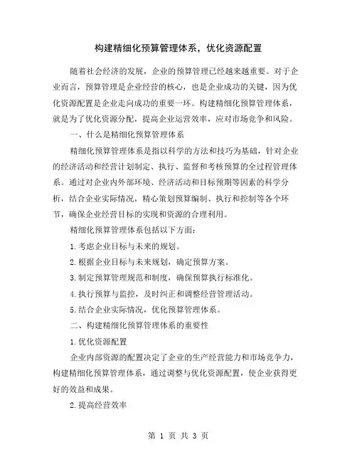 构建精细化预算管理体系,优化资源配置