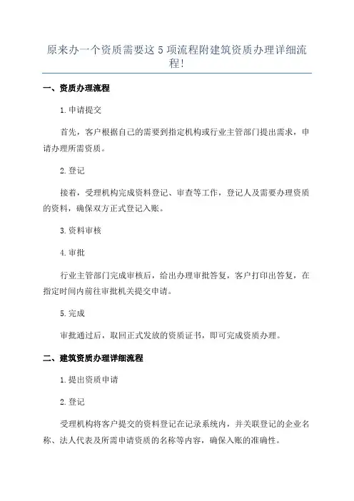 原来办一个资质需要这5项流程附建筑资质办理详细流程!