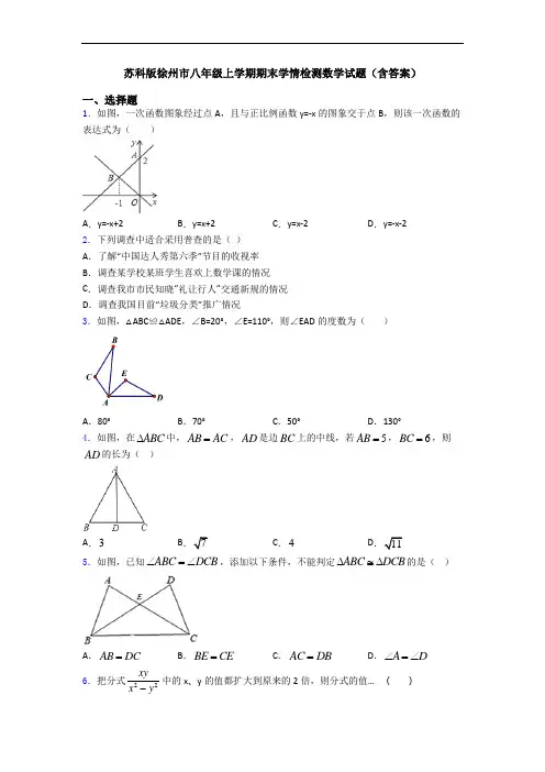 苏科版徐州市八年级上学期期末学情检测数学试题(含答案)