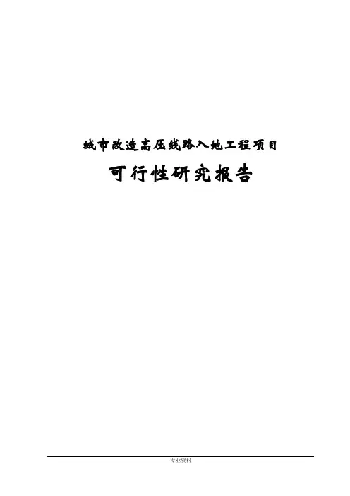 城市改造高压线路入地工程项目可行性研究报告
