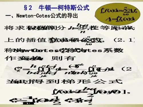 牛顿-柯特斯公式 15页PPT文档