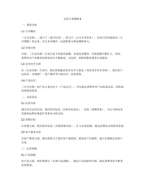 运营方案模板6