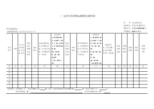 (一)分车次货物运输情况调查表