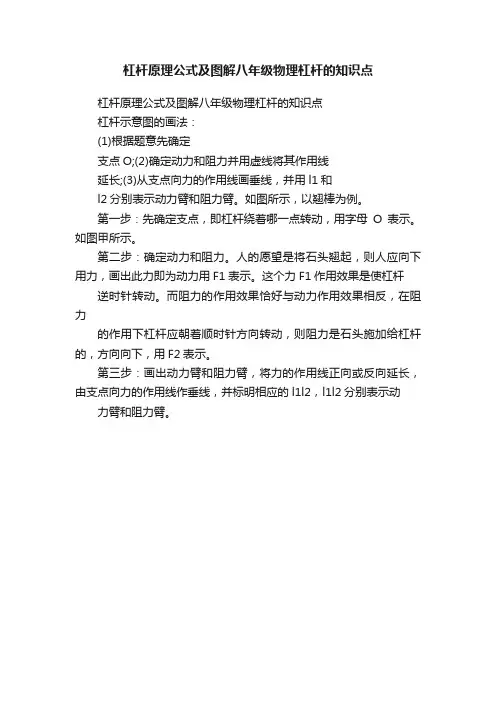 杠杆原理公式及图解八年级物理杠杆的知识点