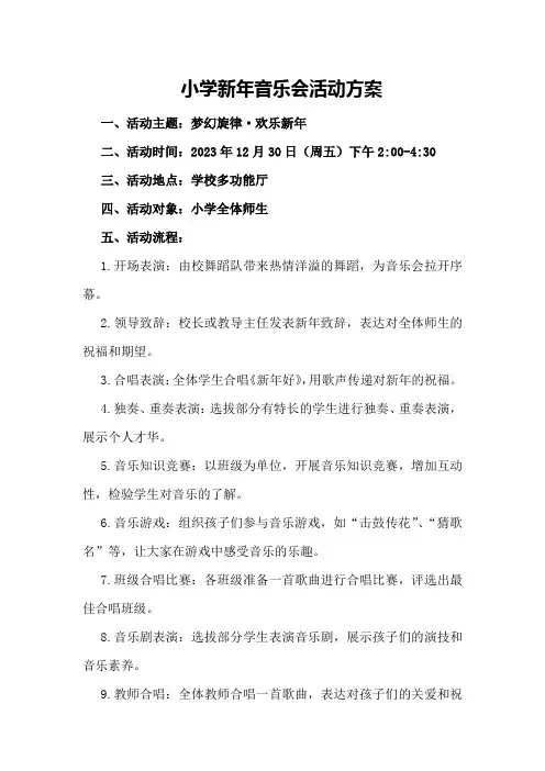 小学新年音乐会活动方案