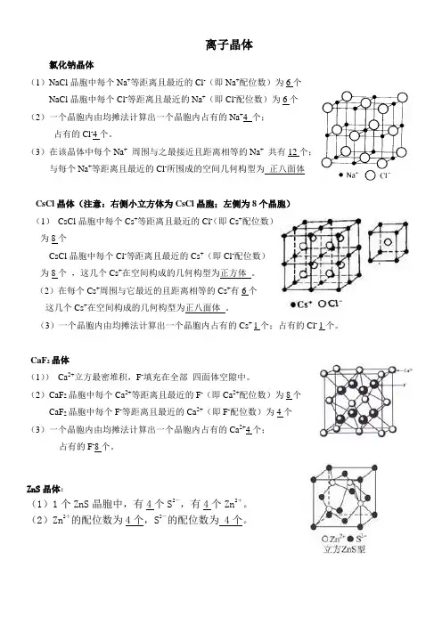 (完整版)常见晶胞模型