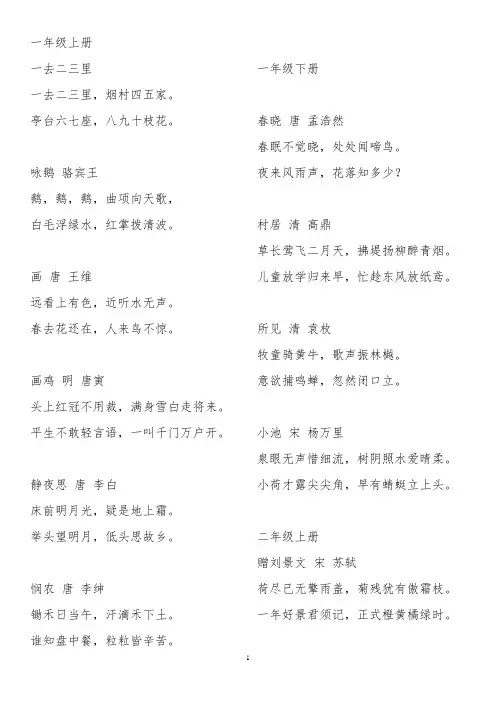 小学至高中必备古诗词文言文大全
