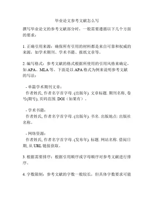 毕业论文参考文献怎么写
