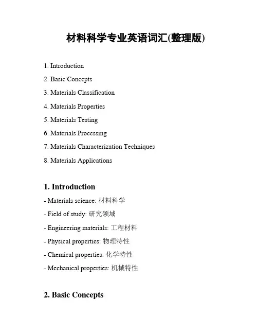 材料科学专业英语词汇(整理版)