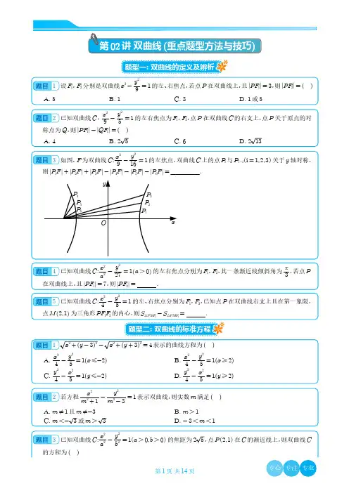 双曲线 高中数学精讲(试题版)