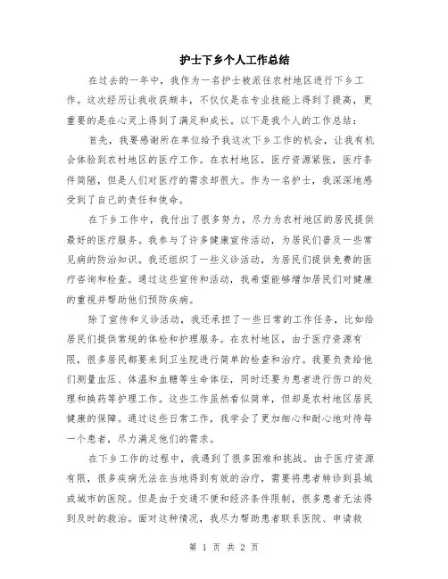 护士下乡个人工作总结