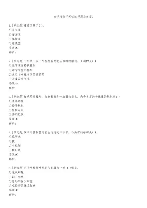 大学植物学考试练习题及答案351