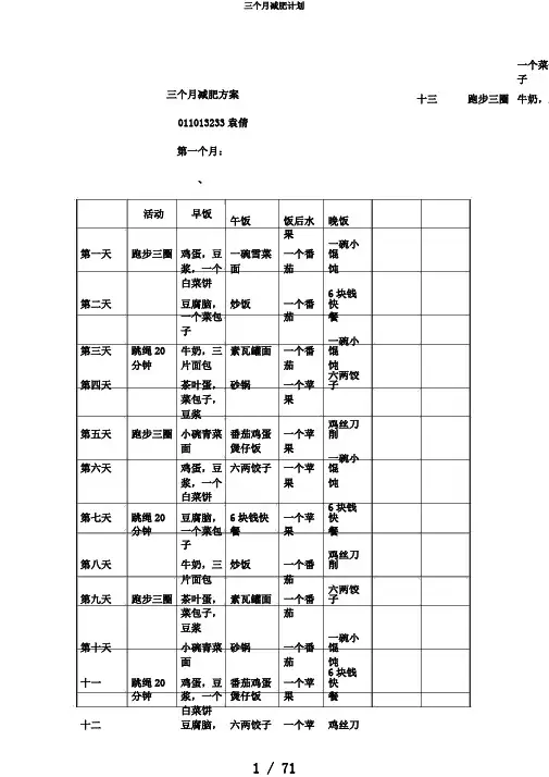 三个月减肥计划