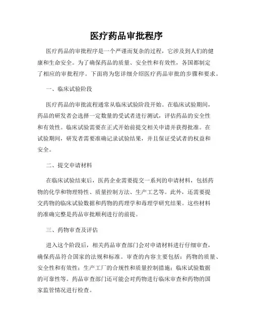 医疗药品审批程序