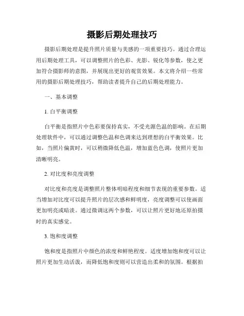 摄影后期处理技巧