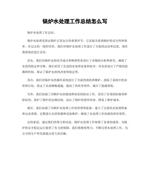 锅炉水处理工作总结怎么写