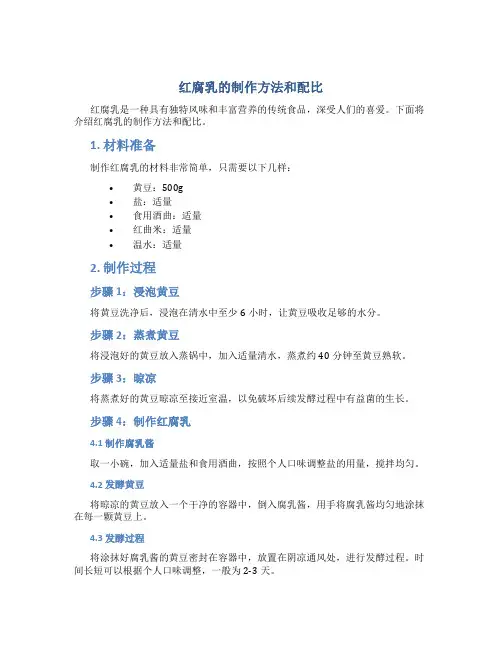 红腐乳的制作方法和配比