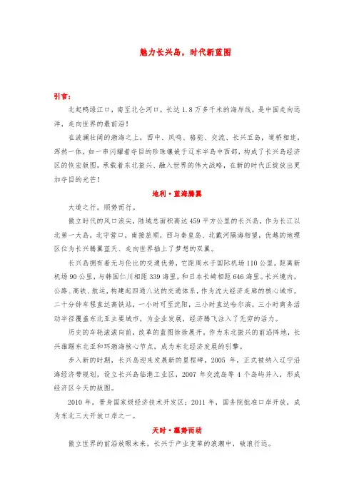 大连长兴岛宣传片解说词范文