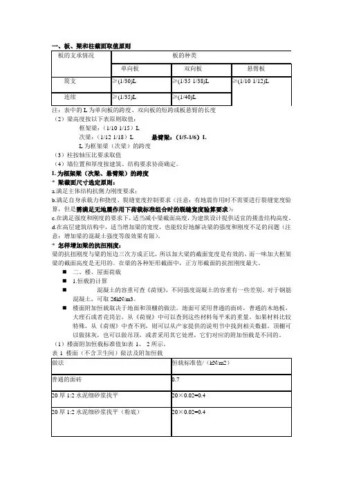 柱、梁截面取值