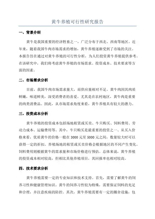 黄牛养殖可行性研究报告