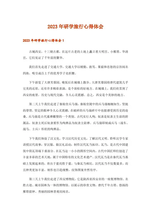 2023年研学旅行心得体会