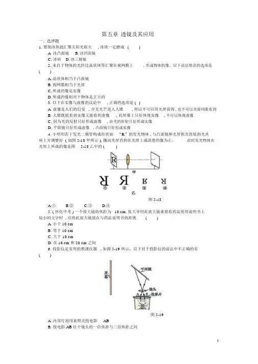 八年级物理上册5透镜及其应用单元检测(新版)新人教版