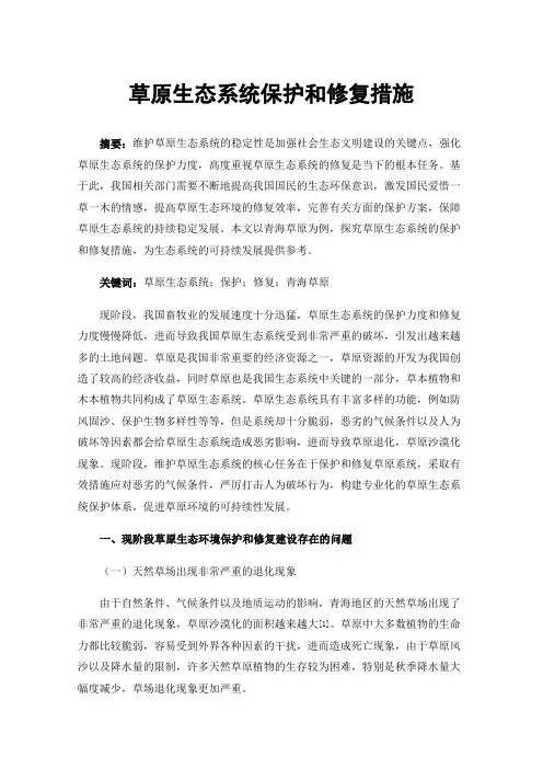 草原生态系统保护和修复措施