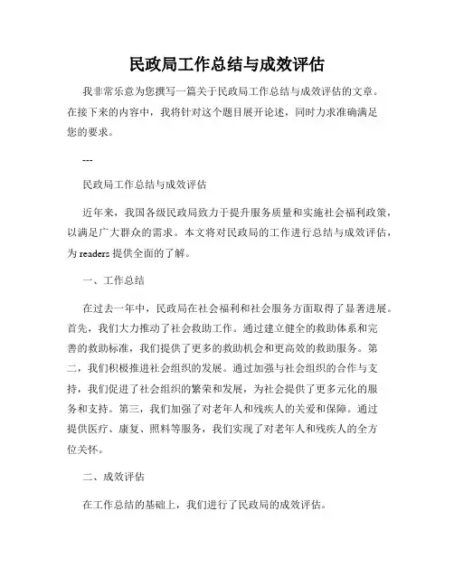 民政局工作总结与成效评估