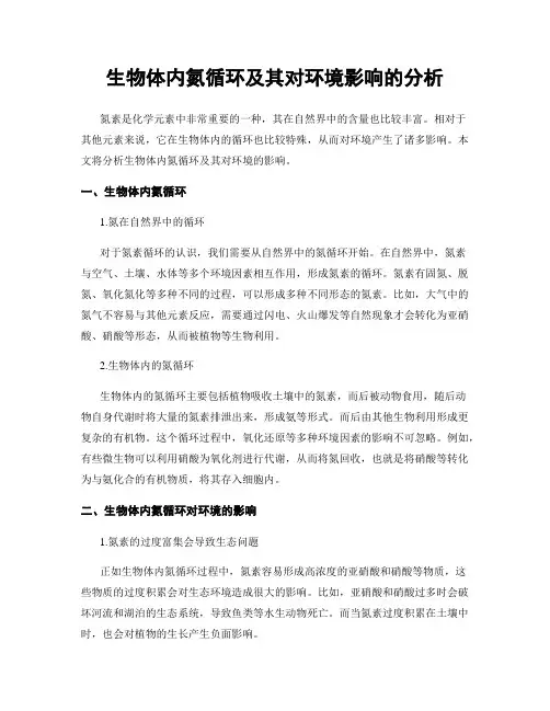 生物体内氮循环及其对环境影响的分析