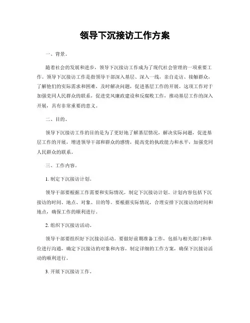 领导下沉接访工作方案