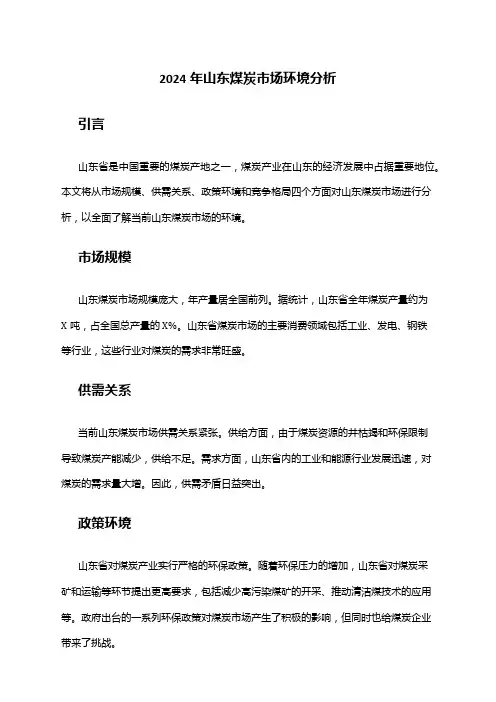 2024年山东煤炭市场环境分析