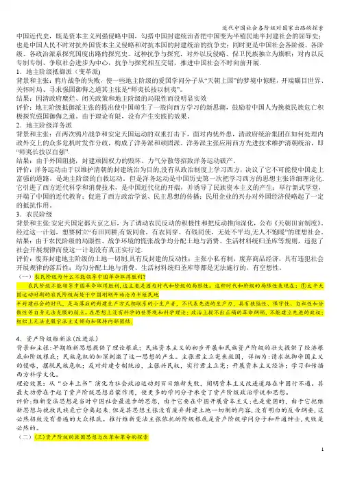 近代中国社会各阶级对国家出路的探索