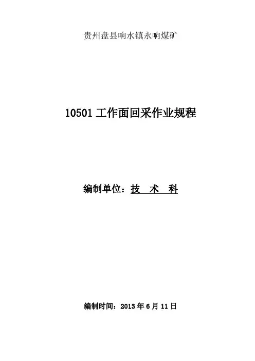 10501采煤工作面回采作业规程(炮掘标准)