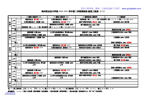 漳州职业技术学院2010~2011学年第二学期课程表(建筑工程系)(一)