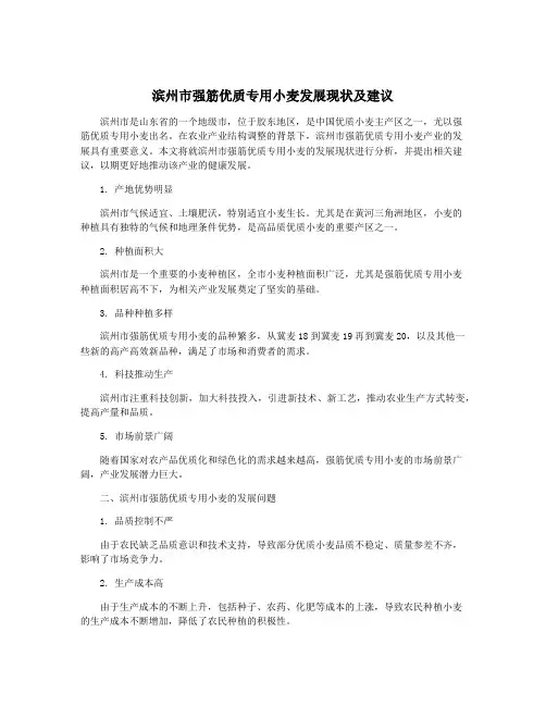 滨州市强筋优质专用小麦发展现状及建议
