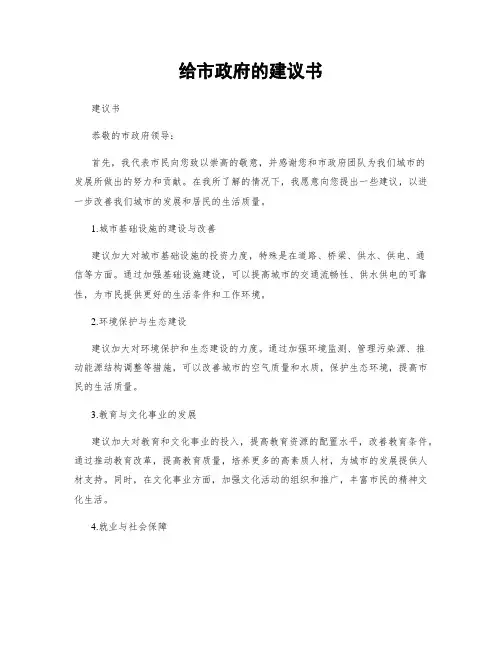 给市政府的建议书