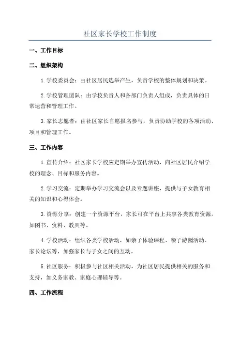 社区家长学校工作制度