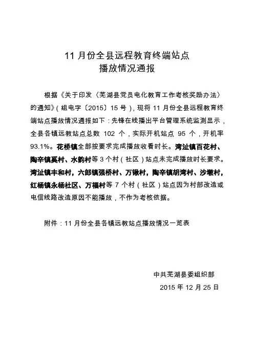 11月份全远程教育终端站点