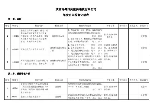 财务内部审计内审检查记录表