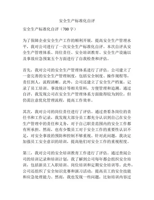 安全生产标准化自评