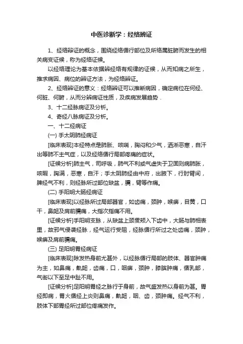中医诊断学：经络辨证