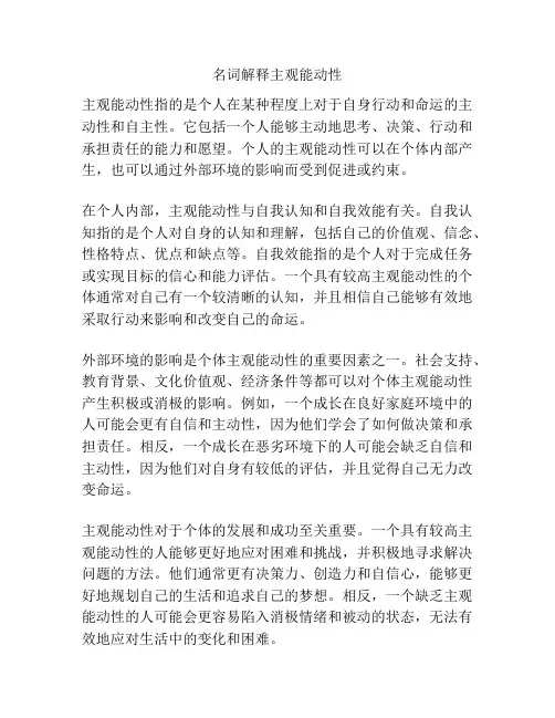 名词解释主观能动性
