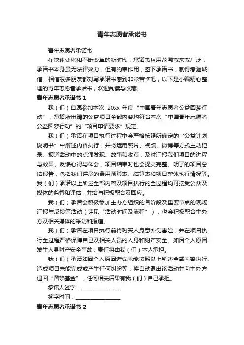 青年志愿者承诺书