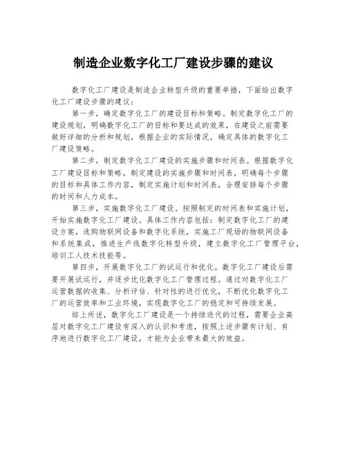 制造企业数字化工厂建设步骤的建议
