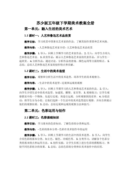苏少版五年级下学期美术教案全册
