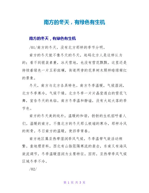 南方的冬天,有绿色有生机