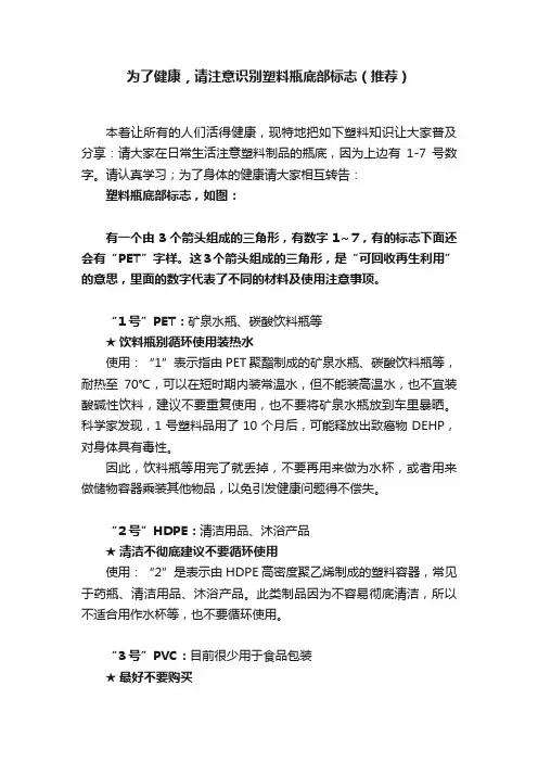 为了健康，请注意识别塑料瓶底部标志（推荐）