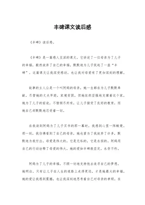 丰碑课文读后感