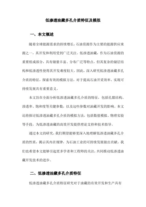 低渗透油藏多孔介质特征及模拟