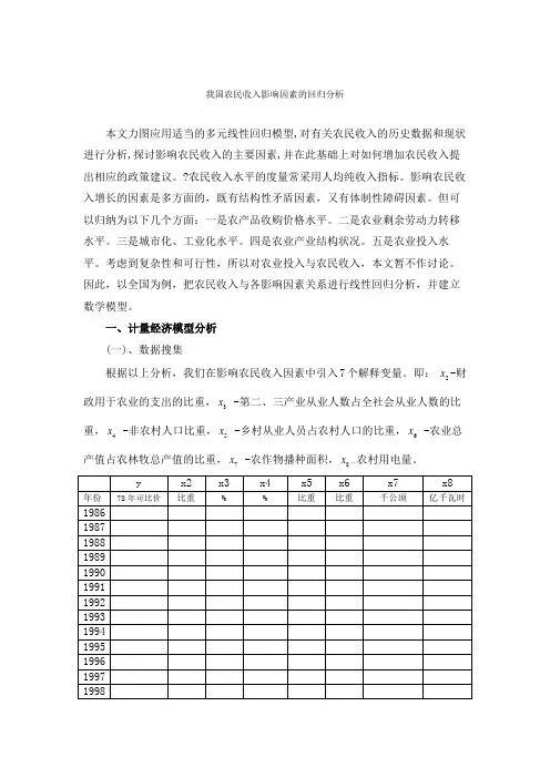 多元线性回归模型案例